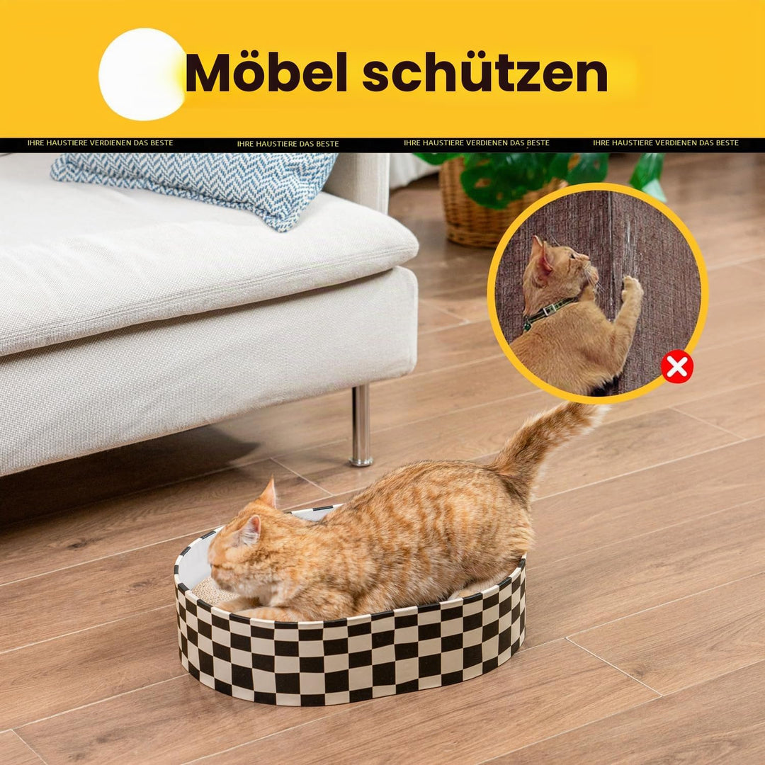 Conlun Kratzbrett Katze, Kratzbox mit 4 Katzen Kratzpappe,Wendbare Katzenkratzbretter aus Robustem W