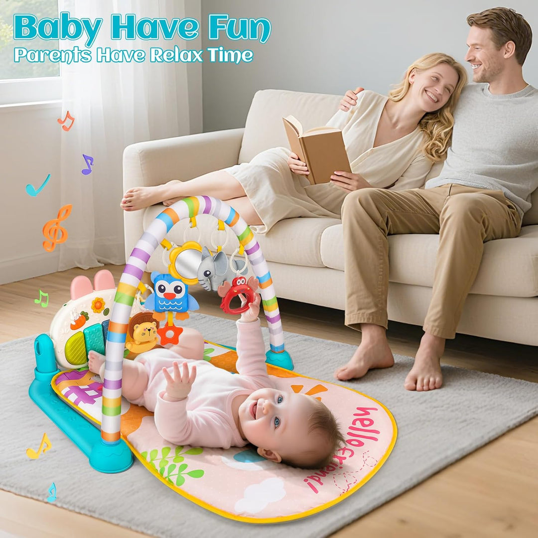nicknack Spielmatte für Baby mit Klavier, Musik & Lichtern – Spielbogen, Tummy Time Activity Center