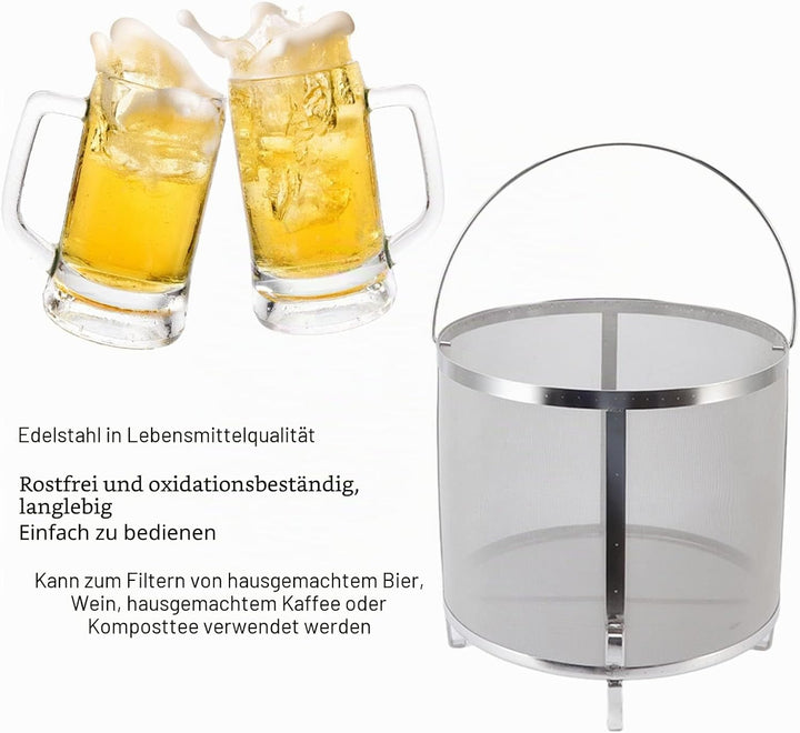 Natudeco Brauen Hopfensieb mit Ständer Multifunktionaler Bierhopfenfilter Homebrew Hopfensieb Edelst