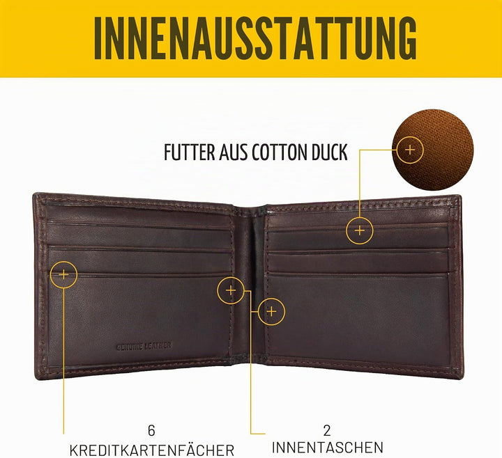 Carhartt Herren-Geldbörsen aus strapazierfähigem Leder, in Mehreren Stilen erhältlich Dunkelbraun, D