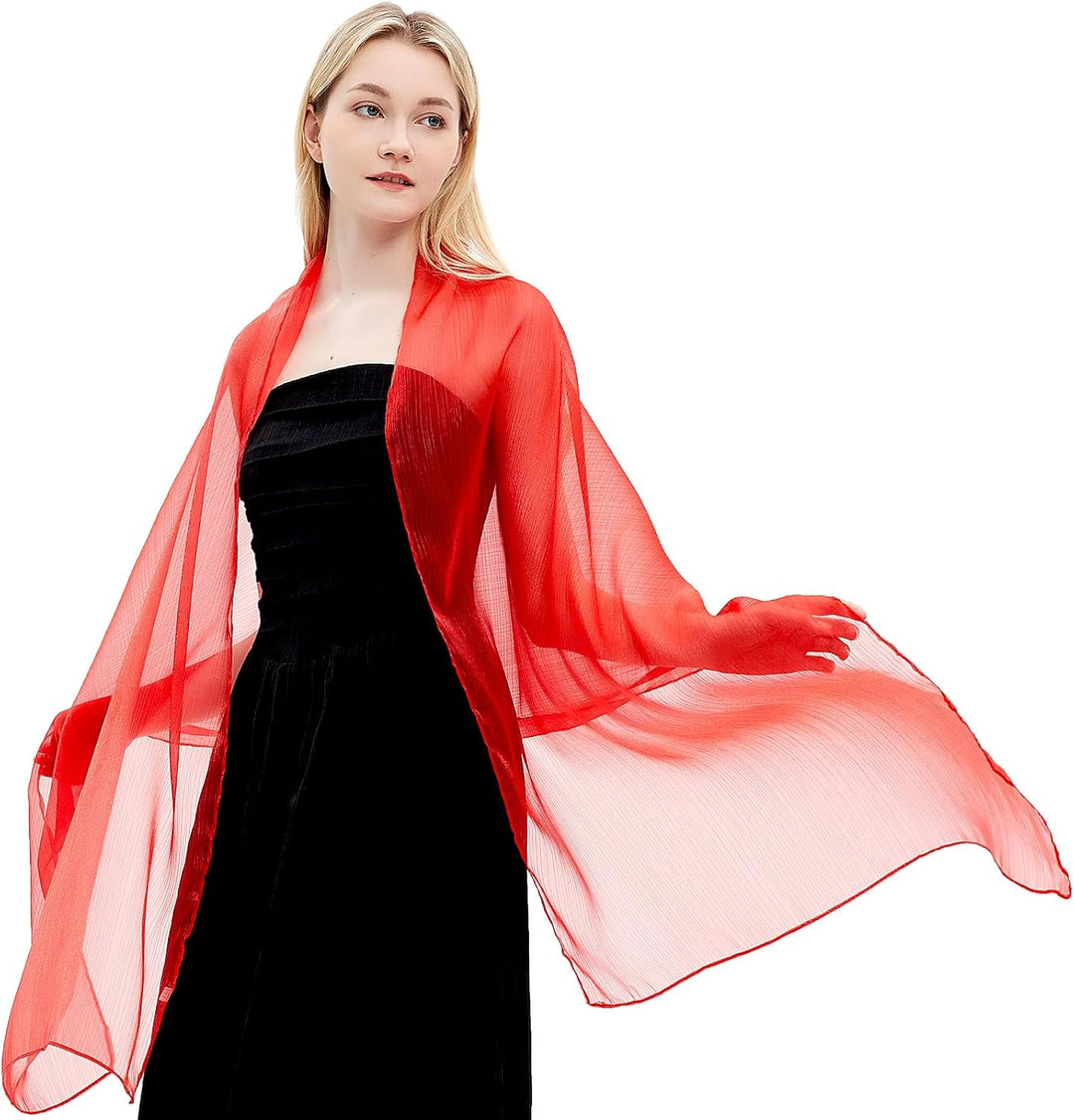 Gragengs Damen Schals und Wraps für Abendkleider Leichte Sheer Crepe Tücher Shimmer Hochzeit Party S