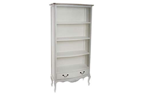 DRW Standbuch mit 2 Schubladen und 3 Regalen in Naturweiss 85 x 35 x 180 cm, Weiss/Natur, 85x35x180c