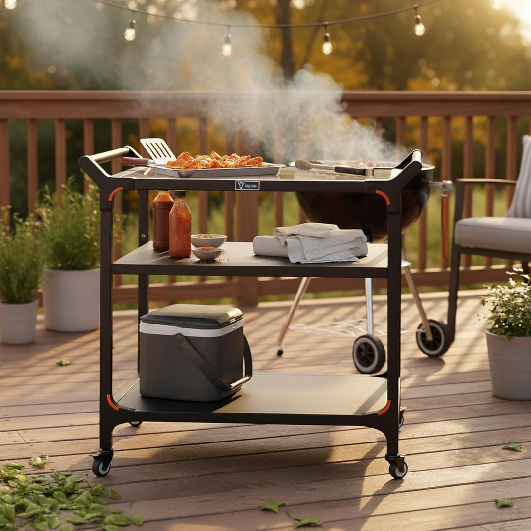 BBQ-Toro Grillwagen 94 x 61 x 90 cm | Schwarz | Grilltisch mit grosser Arbeitsfläche | Grill Beistel