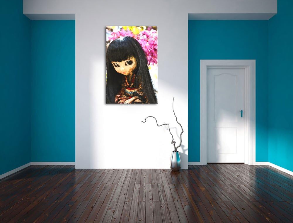 anmutige Geisha Pullip NewArt Format: 100x70 cm auf Leinwand, XXL riesige Bilder fertig gerahmt mit