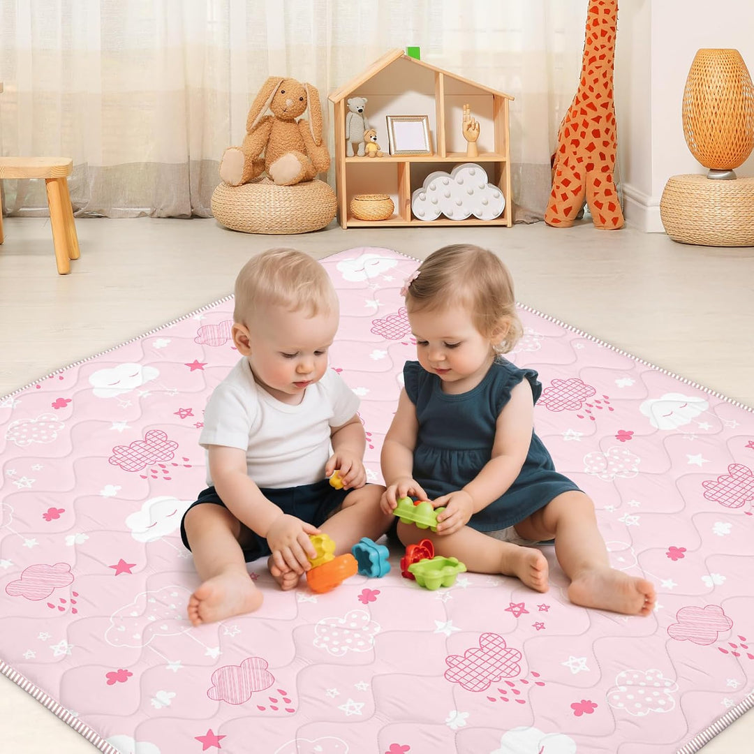 Krabbelmatt Baby 127x127cm,Faltbar Spielmatte Baby,Weiche Dicke Krabbeldecke maschinenwaschbare für