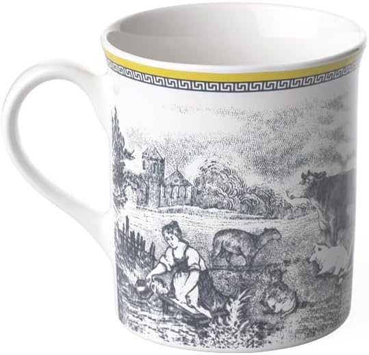 Villeroy und Boch Audun Ferme Kaffeebecher, 300 ml, Höhe: 9,1cm, Premium Porzellan, Weiss/Bunt White