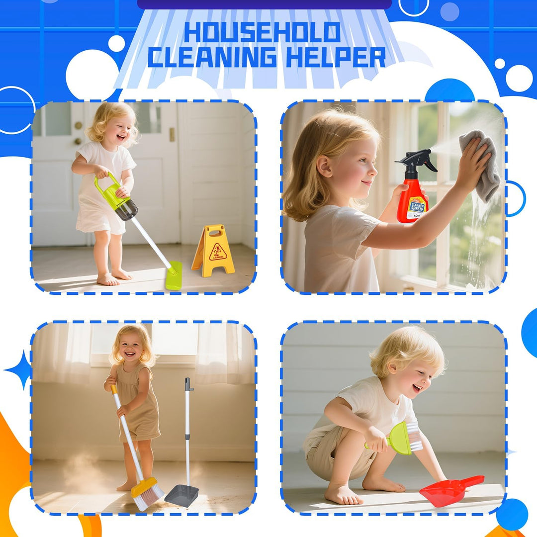 Kinder Reinigung Set, Kinderstaubsauger Mit Saug und Soundfunktion,Kehrschaufel Set Handfeger Besen