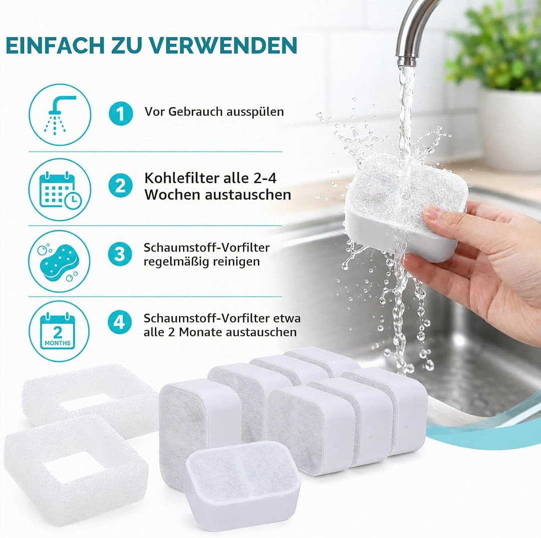 Poweka Ersatzfilter Kompatible mit iPettie Trinkbrunnen Katzen und Hunde für 2,1L Katzenbrunnen Wass