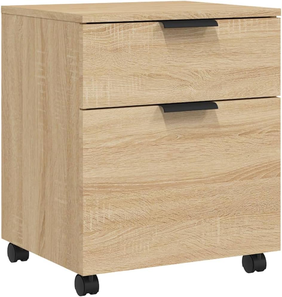 Willood Mobiler Aktenschrank mit Rollen Sonoma-Eiche 45x38x54cm Schreibtischschrank, Schreibtischorg