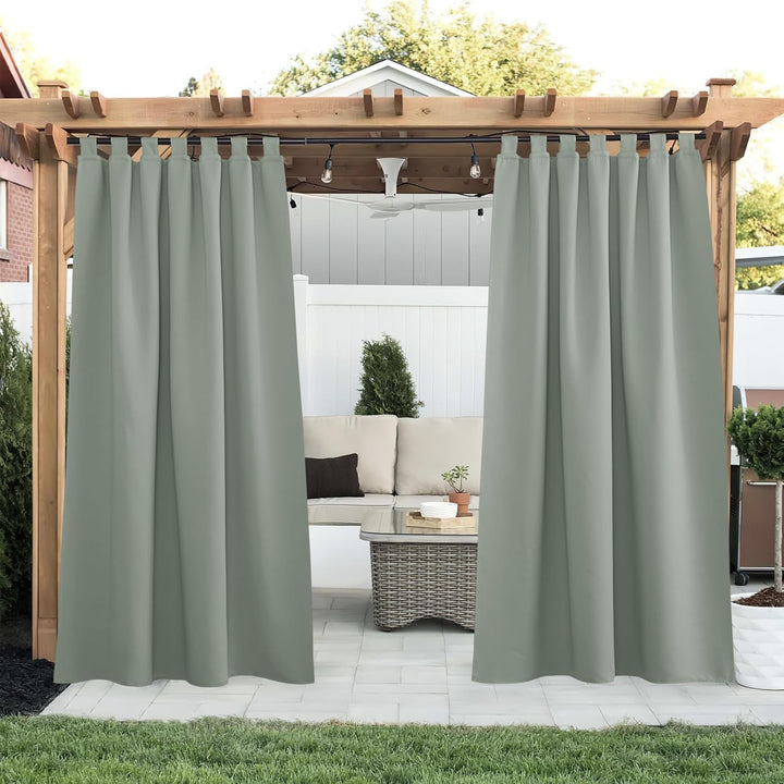 PONY DANCE Terrasse Vorhänge Outdoor Gardinen Wasserdicht Schlaufenschal 2er Set Balkon Vorhang Sich