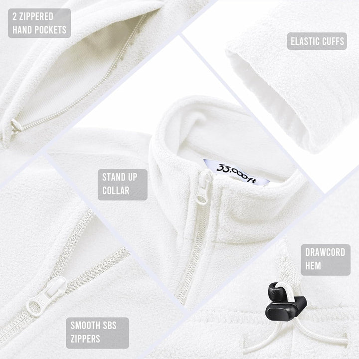33,000ft Damen Fleecejacke mit Durchgehendem Reissverschluss Stehkragen Damen Leichte Fleece Jacke A