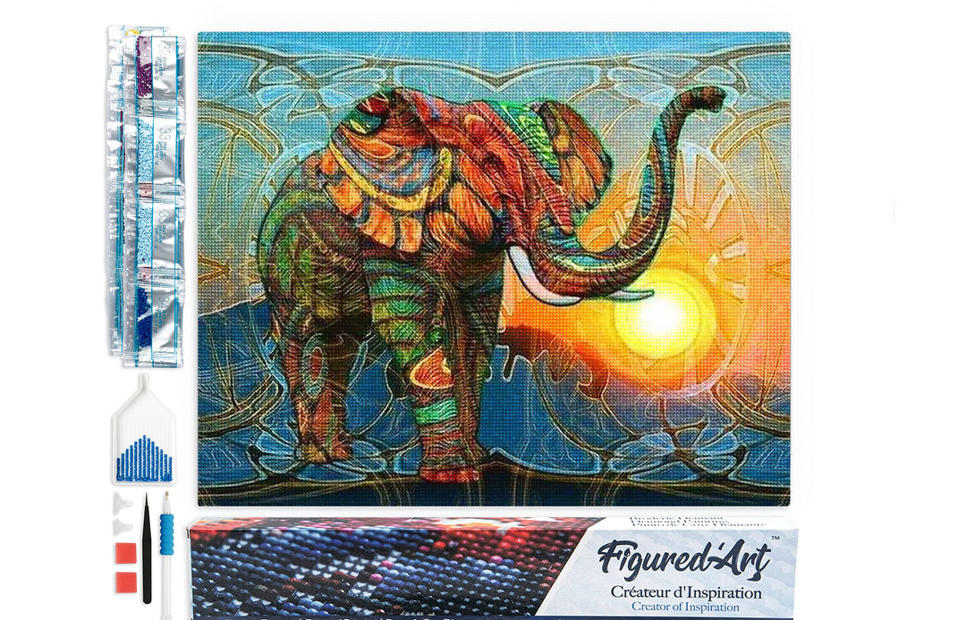 Figured'Art Diamond Painting Erwachsene 40x50cm Ganze Leinwand gerollt Künstlerischer Elefant 5D Bil