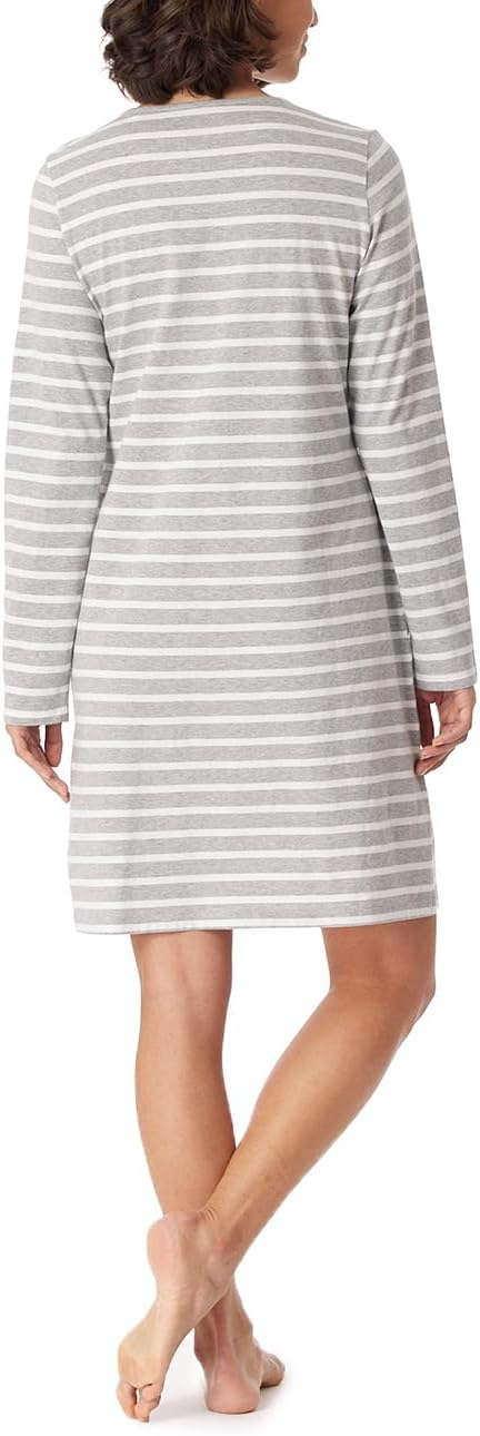 Schiesser Damen Nachtemd kurzarm mit Taschen - Nightwear 36 Grau Melange, 36 Grau Melange