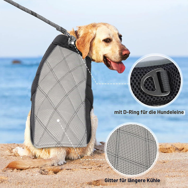 Kühlweste Hund, Sommer Kühlgeschirr für Hunde mit D-Ringe, Sonnenschutz Hund Kühlmantel, Kühlendes H