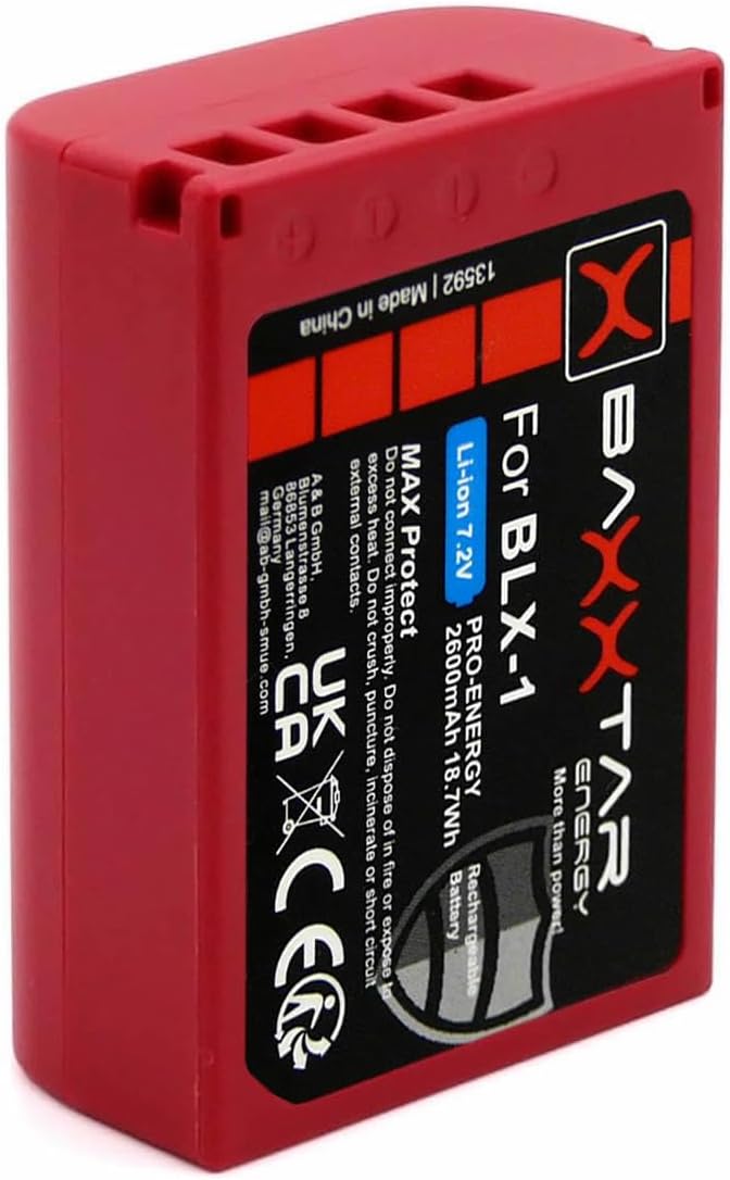 Baxxtar MaxProtect BLX-1 Akku (2400mAh) mit NTC-Sensor und V1 Gehäuse - für OM-1 1x BLX-1 MaxProtect