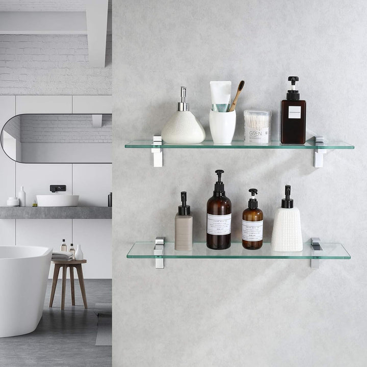 KES Duschablage Glas Glasregal Glasablage für Badezimmer Wandregal 8mm Hartglas Ablage Dusche Badreg