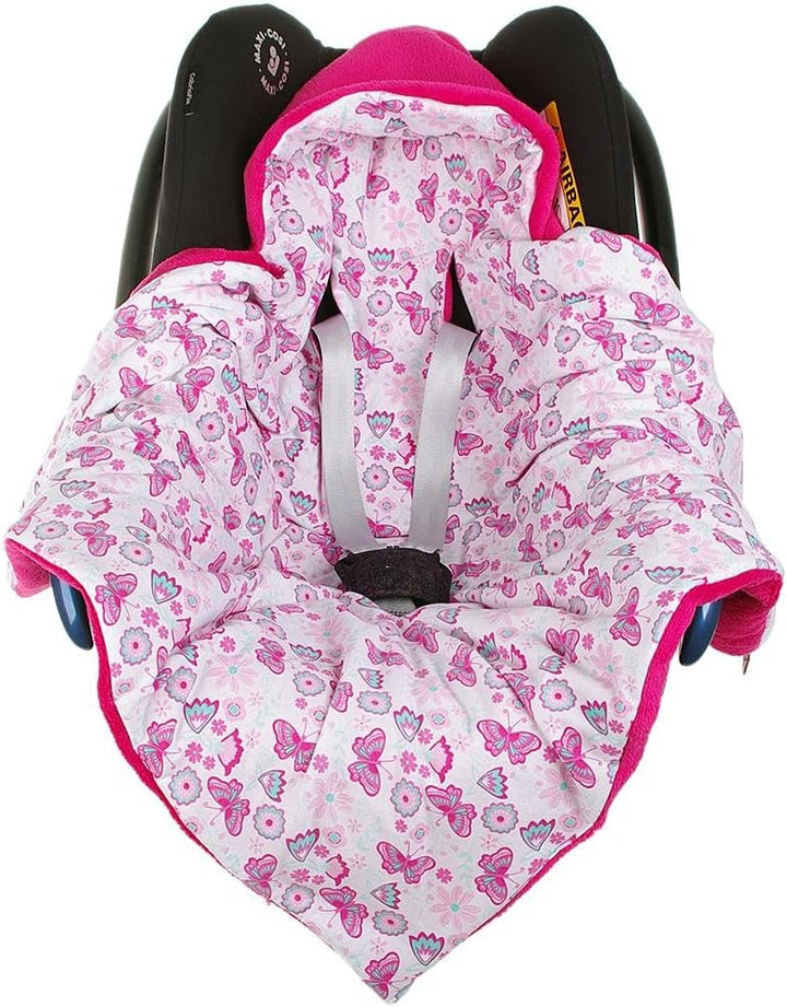 Einschlagdecke für die Babyschale Babyschalenfusssack Sommer Fusssack (Rosa, Schmetterling) Rosa Sch