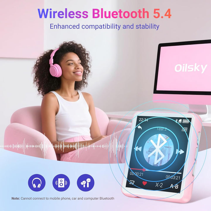 128GB MP3-Player mit Bluetooth, Oilsky 1,8 Zoll Mini Touchscreen MP3, eingebauter Lautsprecher und F