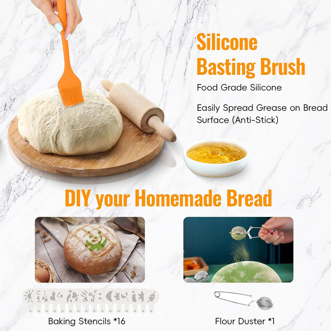 Gärkörbchen Set Sauerteig für Zum Brotbacken: Gärkorb Rund 23 cm Oval 25 cm Brot Backen Zubehör Set