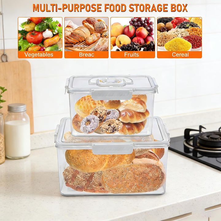 Brot Aufbewahrungsbox 2er Set Datumsanzeige mit integriertem Griff