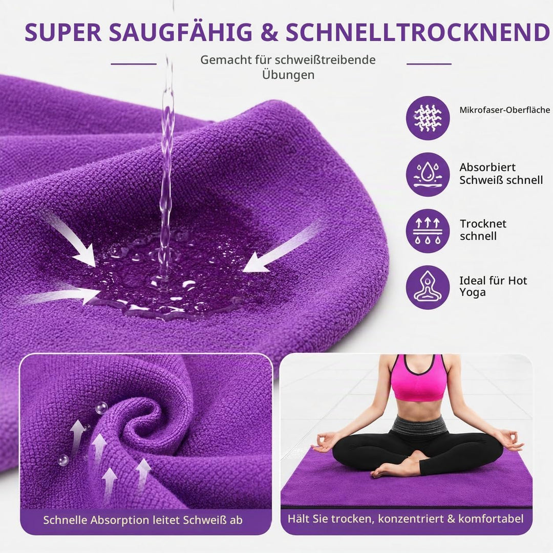 Morbuy Mikrofaser Hot Yoga Handtuch, Yoga Mat 183x63cm rutschfest Fitnesstuch Weich Atmungsaktiv Ant