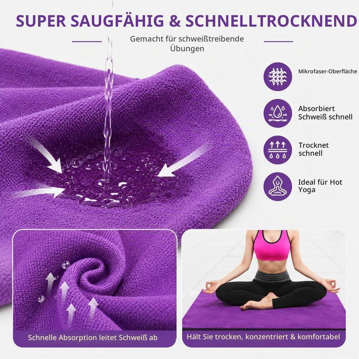 Morbuy Mikrofaser Hot Yoga Handtuch, Yoga Mat 183x63cm rutschfest Fitnesstuch Weich Atmungsaktiv Ant
