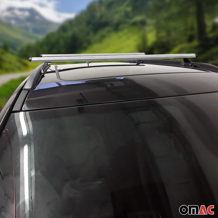 Dachträger Gepäckträger Relingträger kompatibel mit Jeep Compass 2018-2023 Alu Silber 2 TLG