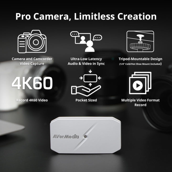 AVerMedia CamStream 4K60 HDMI 4K Capture Card für DSLR, Camcorder & Action-Cam – HDR10 & RGB24 Unkom