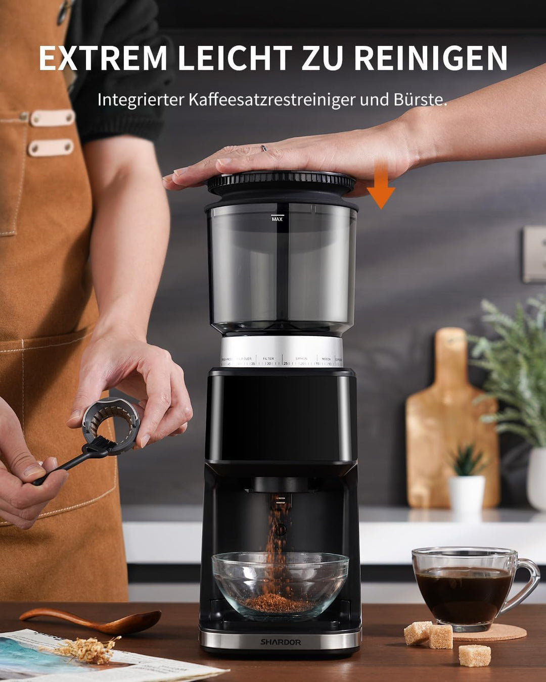 SHARDOR KaffeemüHle Elektrisch, 51 Stufen GleichmässIger, Feiner Mahlgrad Einstellbar KaffeemüHle Mi
