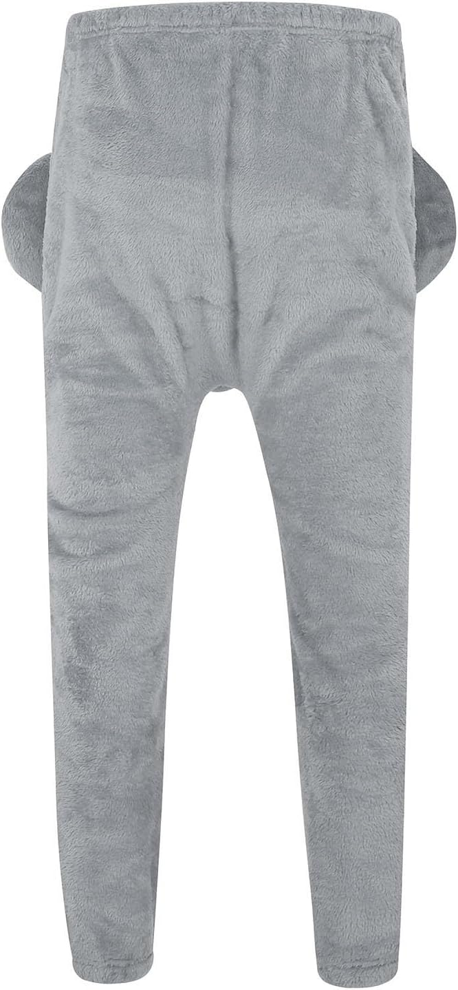 Herren Pyjama Hose Flanellhose Elefanten Hose Männer Elefanten Hose mit Rüssel Lustig Locker Pyjamah
