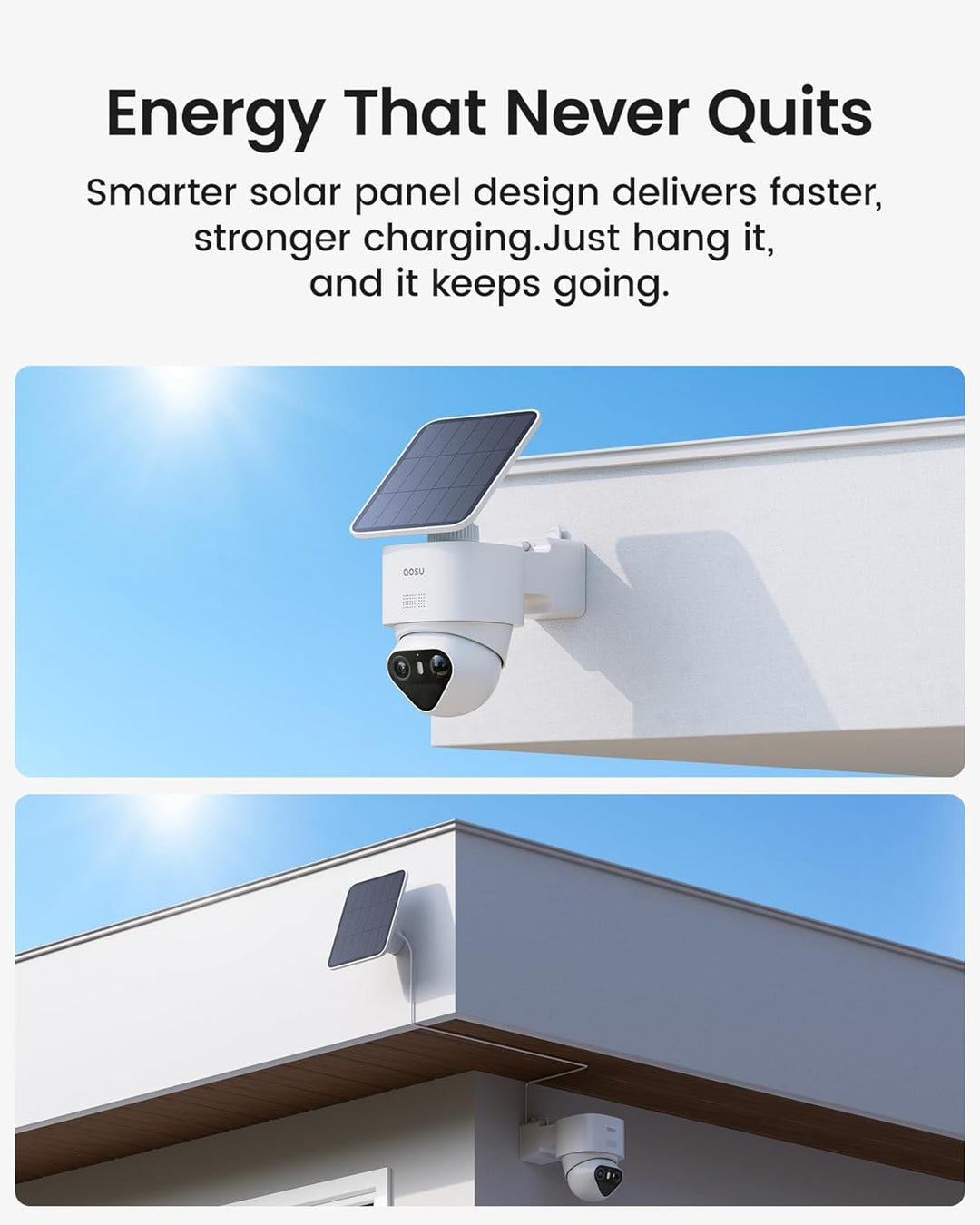 aosu T2 Ultra 4K UHD Überwachungskamera Aussen Solar Akku für aosuCortex, 2 Cam-Kit, TrueColor Nacht