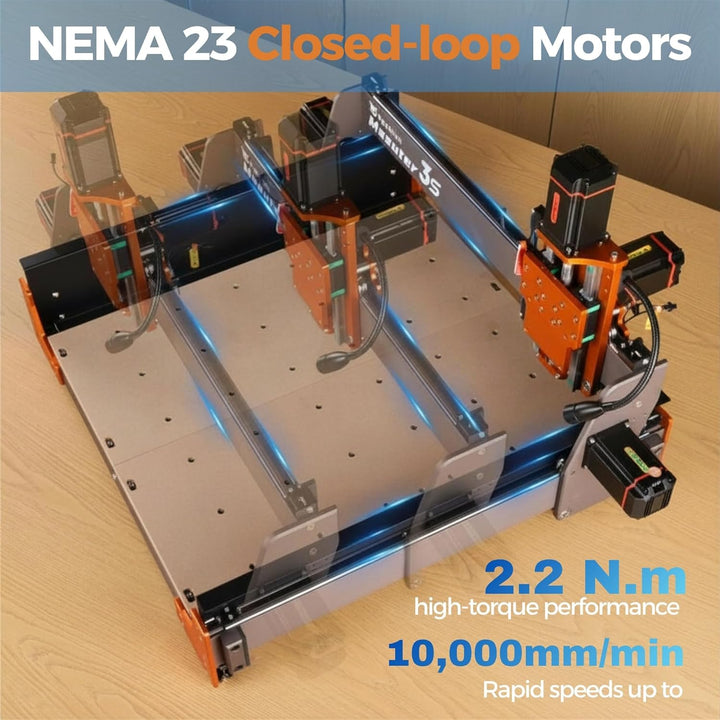 FoxAlien CNC Fräsmaschine Masuter 3S mit NEMA 23 Closed-Loop Schrittmotor, 400W Spindel 3 Achsen Gra