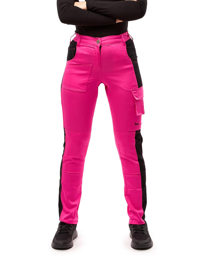 strongAnt Damen Arbeitshose komplett Stretch für Frauen Bundhose mit Kniepolstertaschen Schwarz Grau