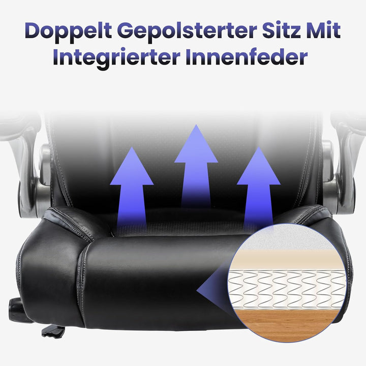 COLAMY Bürostuhl Ergonomisch, Ergonomischer Büro 360° Drehstuhl für Office, Chefsessel mit Hoher Rüc
