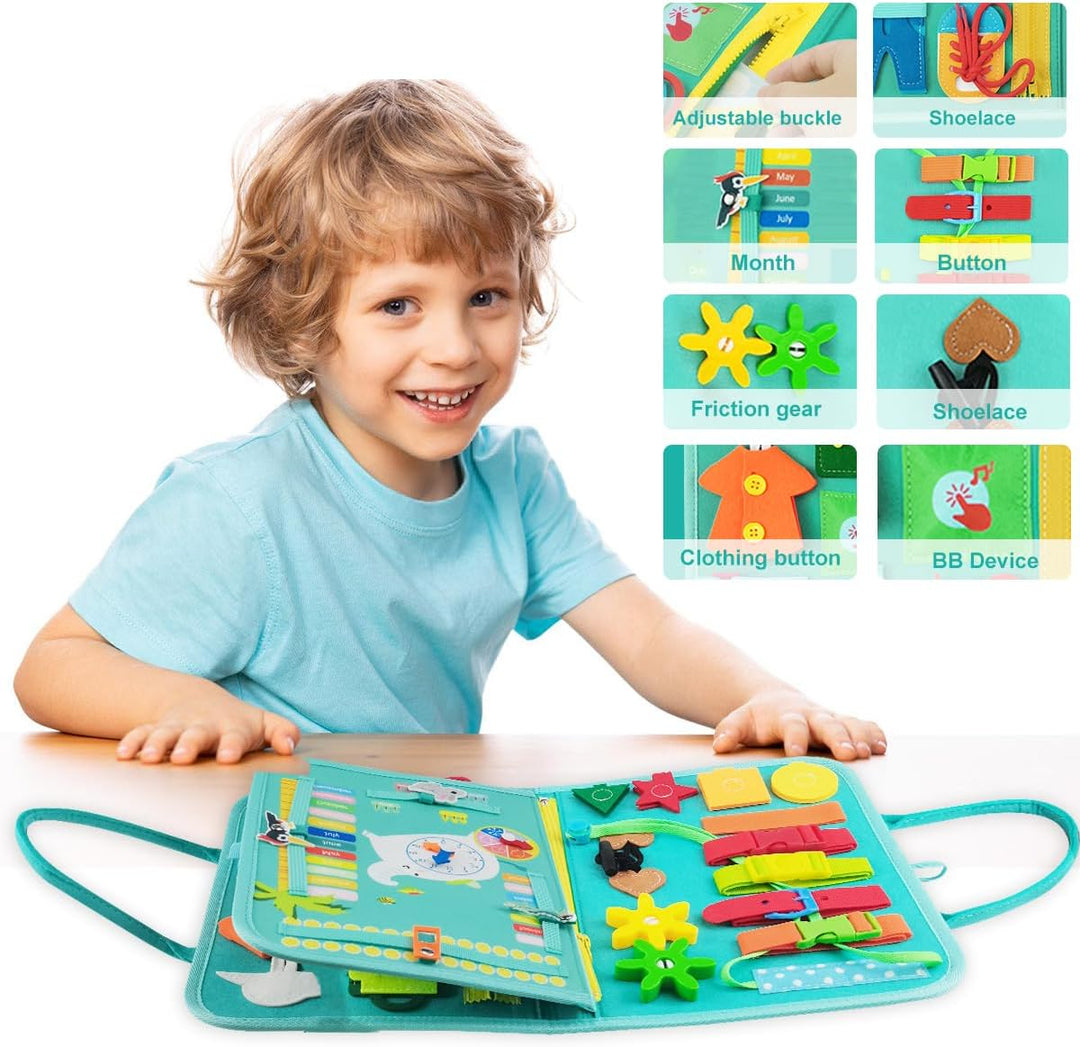 Montessori Busy Board Kleinkinder Motorikspielzeug,4 Schichten Activity Board ab 2 Jahre, Mädchen Ju