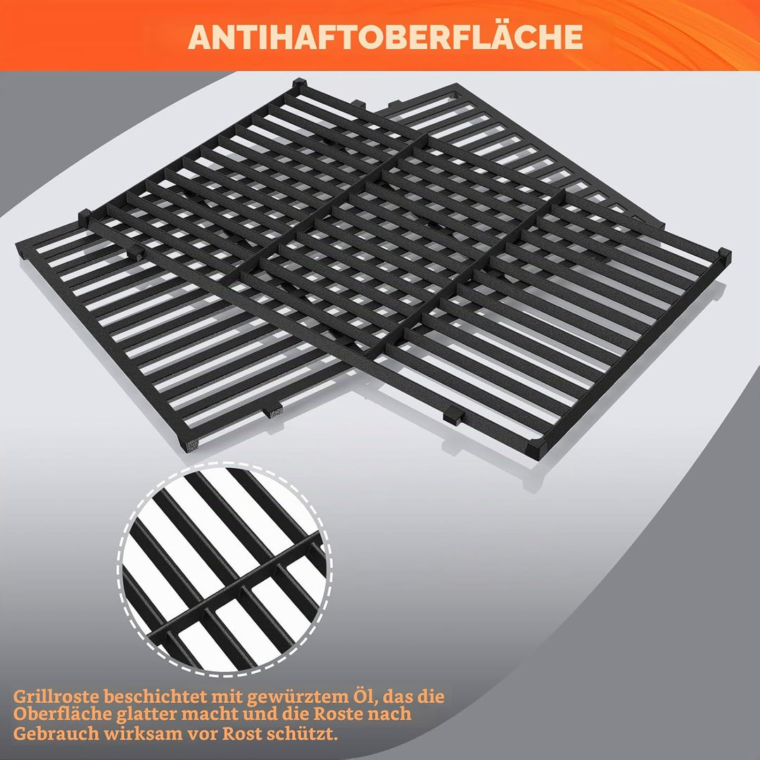 QuliMetal 49,5 x 33cm 7528 Grillrost Gusseisen für Weber Genesis E-310/320/330, S-310/320/330 (2007-