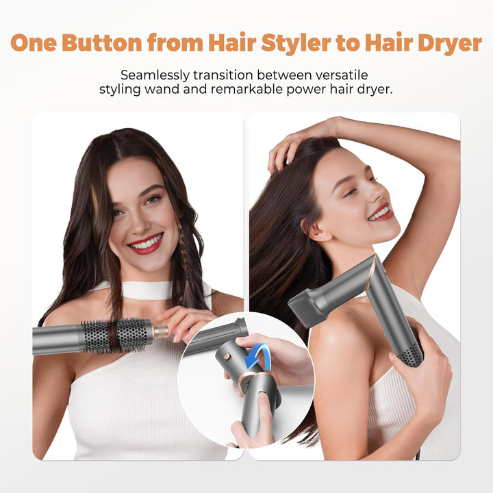 OKWRAP Hair Styler Set, Haarstyler 6 in 1, Multistyler Haare 110000 U/MIN mit Rundbürste Föhn, Diffu