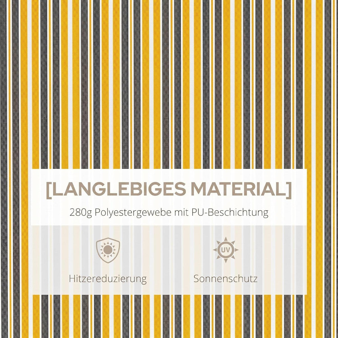 Outsunny Markise Gelenkarmmarkise Sonnenschutz mit Handkurbel 3,5 x 2,5m Gelb Grau Alu Polyester Gel