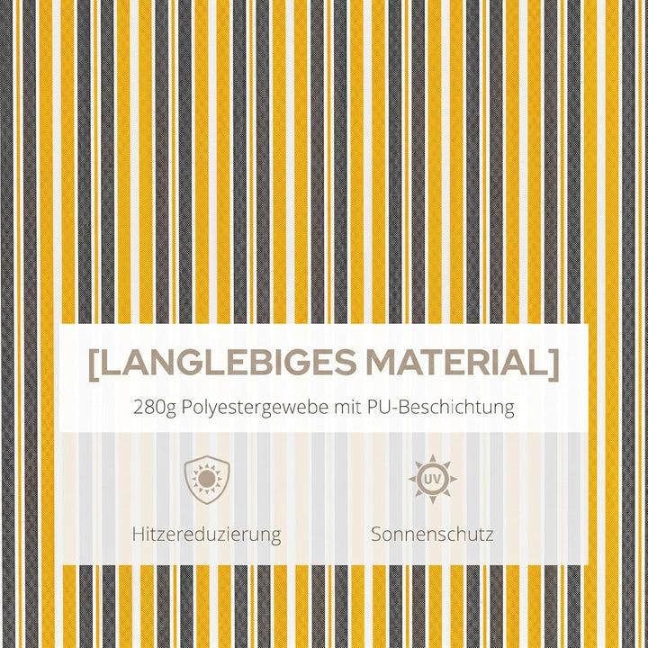 Outsunny Markise Gelenkarmmarkise Sonnenschutz mit Handkurbel 3,5 x 2,5m Gelb Grau Alu Polyester Gel