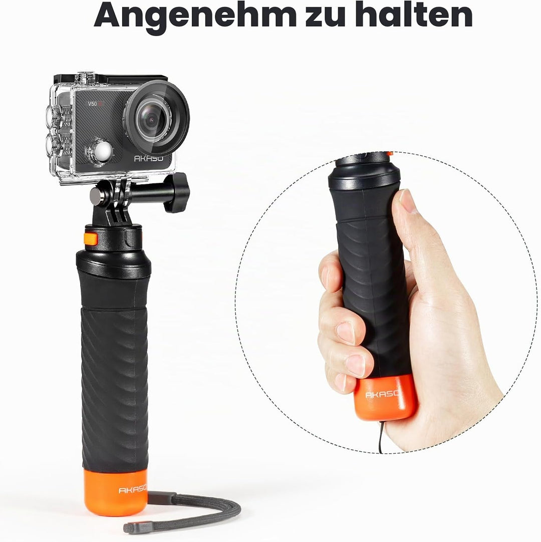 AKASO Action Cam 4K30FPS mit Schwimmender Handgriff und Tasche Unterwasserkamera WiFi 40M EIS Anti-S