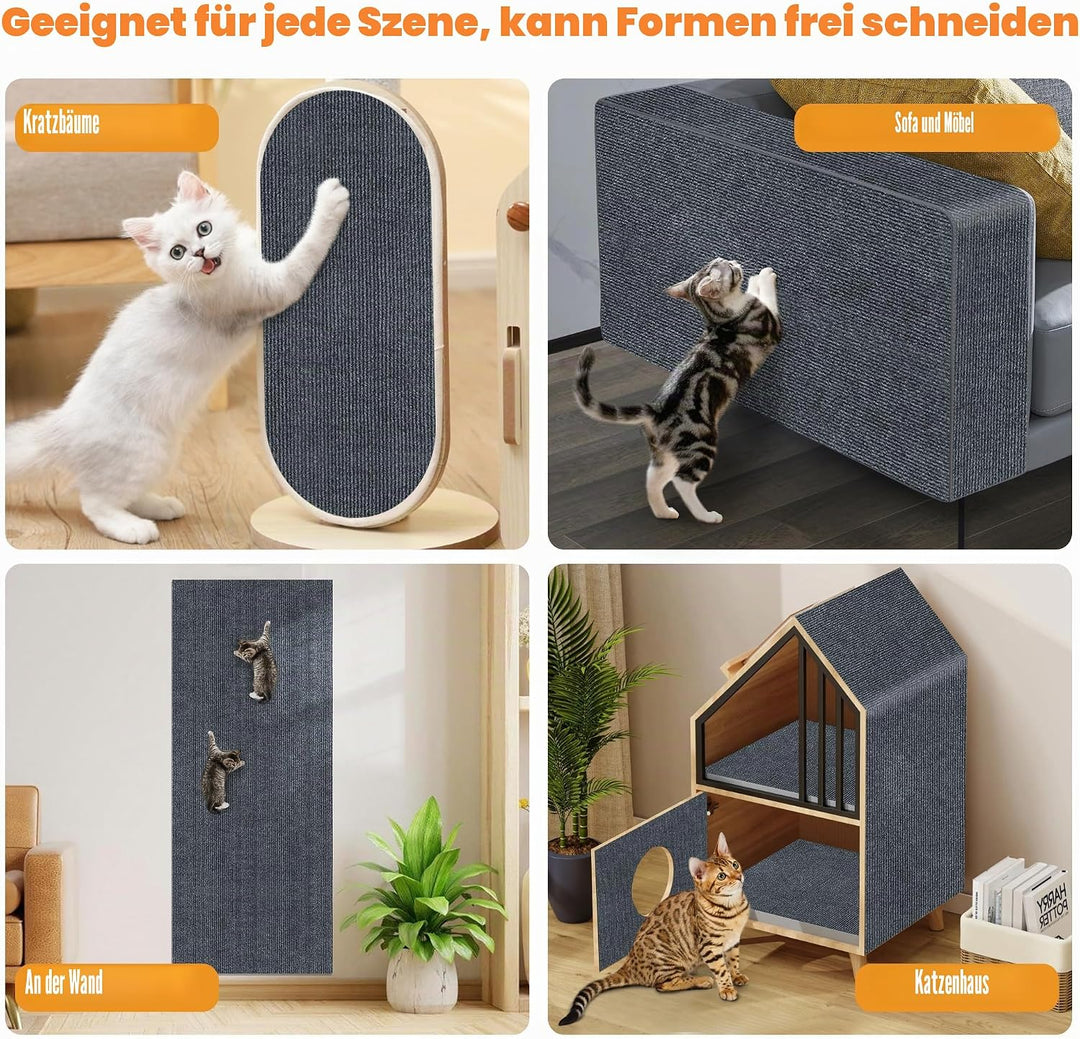 200x40cm Selbstklebend Kratzteppich Katze Wand,Kratzmatte Katze – Kratzschutz für Sofa, Wand &amp; Möbel