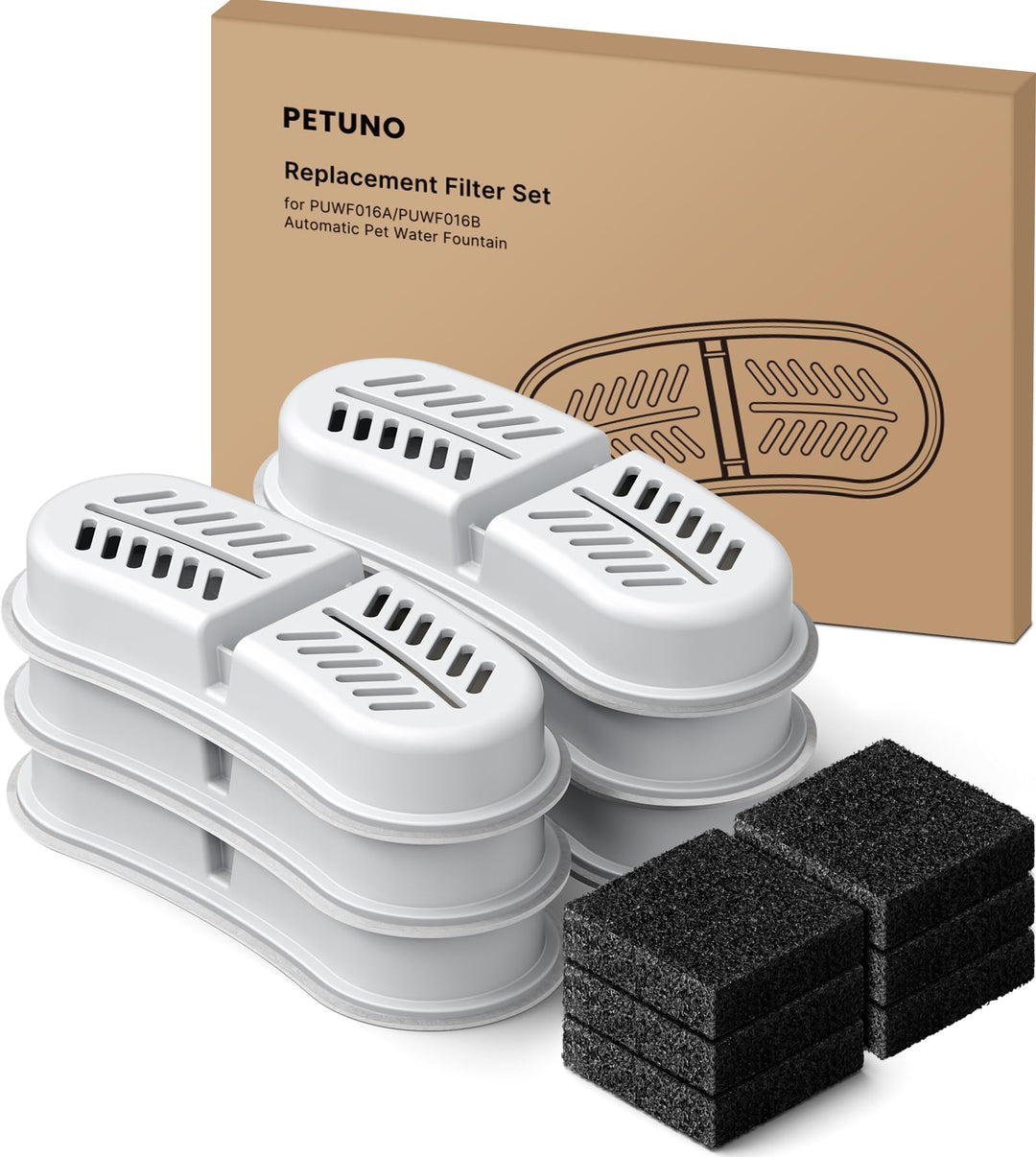 6er-Pack Ersatzfilter, für PUWF016, 6-Monats-Vorrat | Kompatibel mit batteriebetriebenem Katzenbrunn