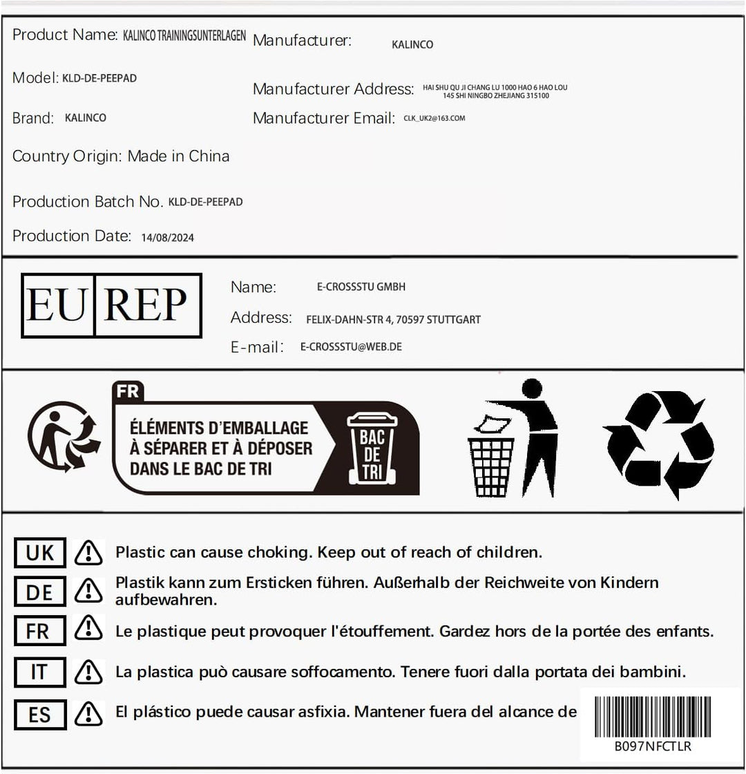KALINCO Trainingsunterlagen für Haustier Wasserdicht Pee Pads Hundematte Bodenschutz Waschbare Wiede
