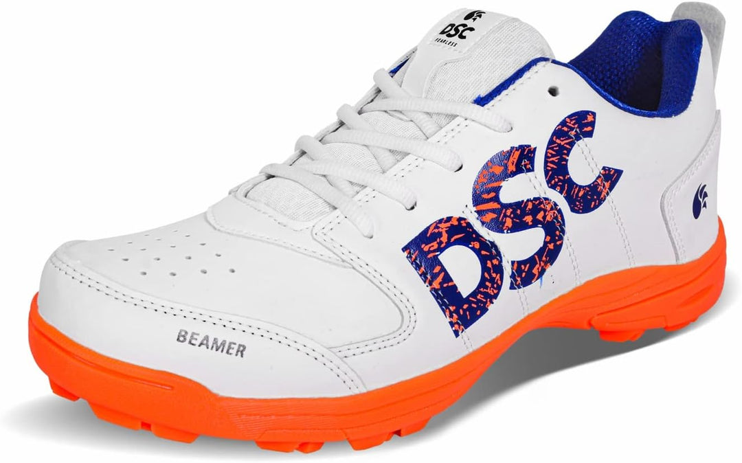 DSC Beamer Cricket Shoes | for Boys and Men | Light Weight | Durable Fluro Orange White 36 EU, Fluro