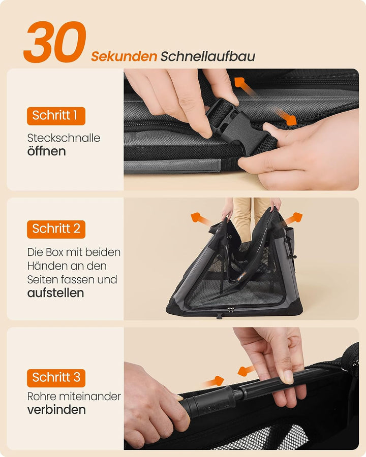 Feandrea Hundebox faltbar, 76,2 cm Transportbox für mittelgrosse Hunde, Hundetasche, Oxford-Gewebe,