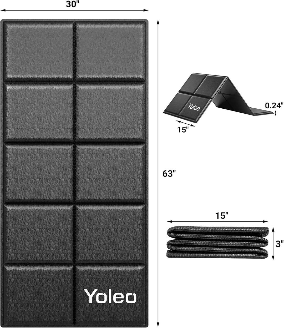 YOLEO Faltbare Laufbandmatte-160x75cm (1/4" dick) Rutschfester Fitnessstudio-Bodenschutz für Teppich