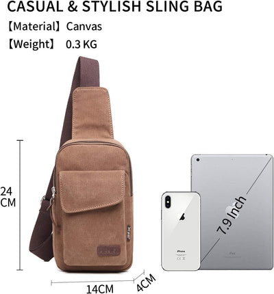 FANDARE Brusttasche Herren Schultertasche Sling Bag Rucksack 7.9 inch iPad Sling Bag Segeltuch Tasch