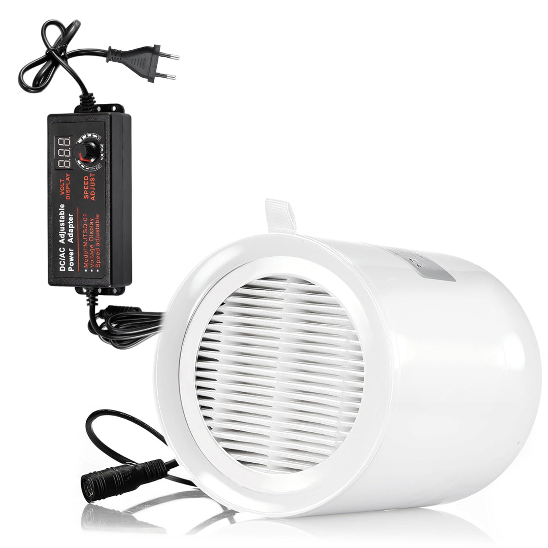 100mm Inline Kanalventilator, DC 12V-Extraktor Spannungsregler, Filternetz, Scheckventil Axiallüfter