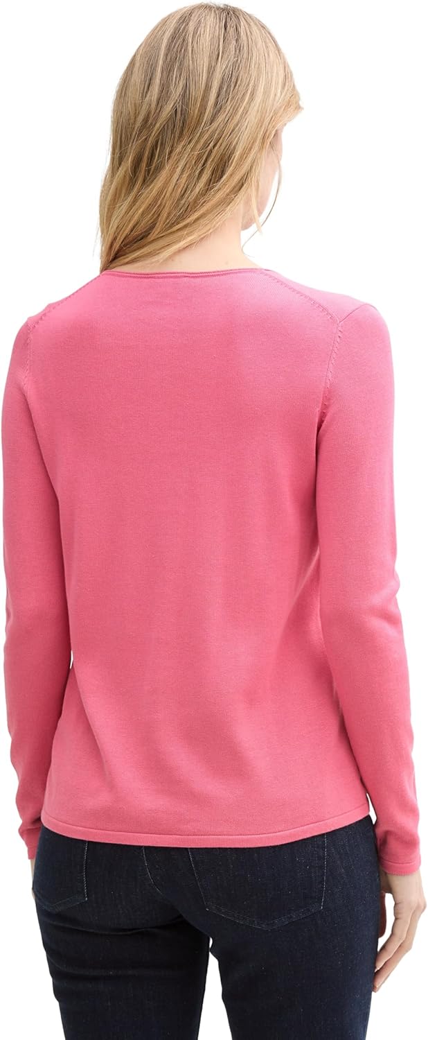 TOM TAILOR Damen Basic Strickpullover mit V-Ausschnitt XXS 15116 - Bright Rose, XXS 15116 - Bright R