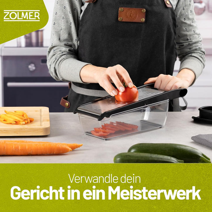 ZOLMER® Gemüsehobel - Verstellbarer Gemüseschneider mit Zwei extra scharfen Julien Messer - Gemüsere